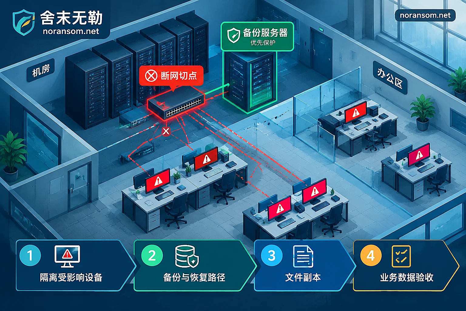 多台电脑同时被加密，先处理哪台：按扩散风险排序，不按谁催得急